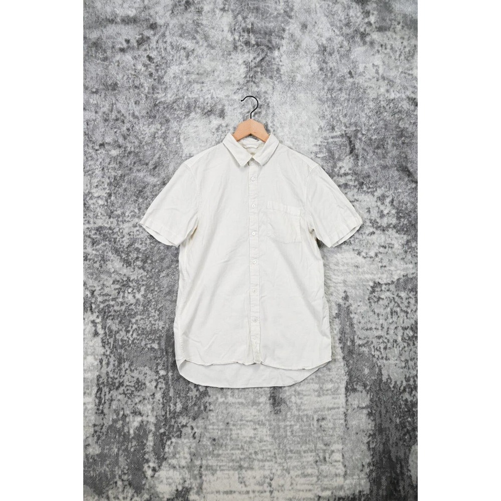 Buck Mason Twill Short Sleeve Button Shirt in Light Beige Sand